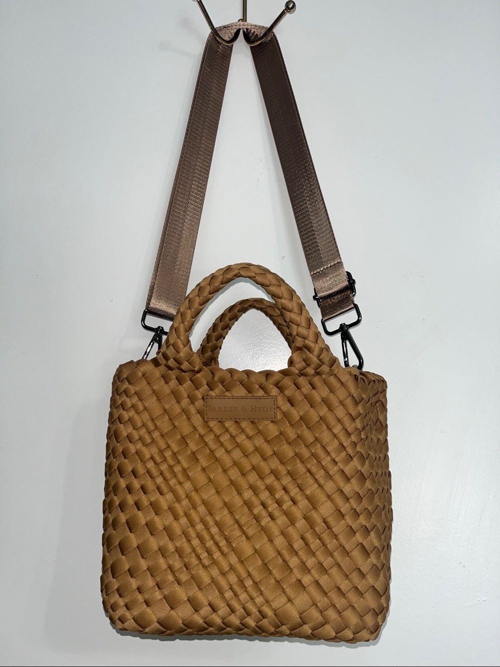 Parker and Hyde Camel Woven small Tote Bag - Picture 8 of 10